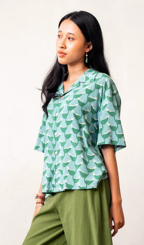 Relax Button Up - Heliconia Moss