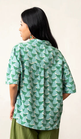 Relax Button Up - Heliconia Moss