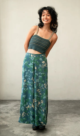 Wide Leg Pants - Bougainvillea Moss