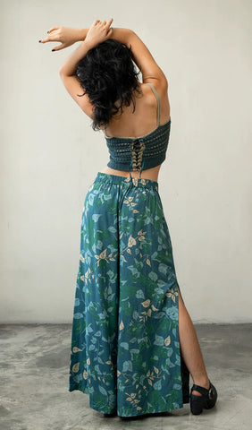 Wide Leg Pants - Bougainvillea Moss