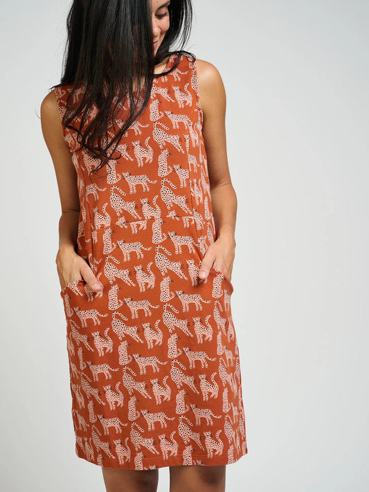 Evanston Dress - Leopard Sienna