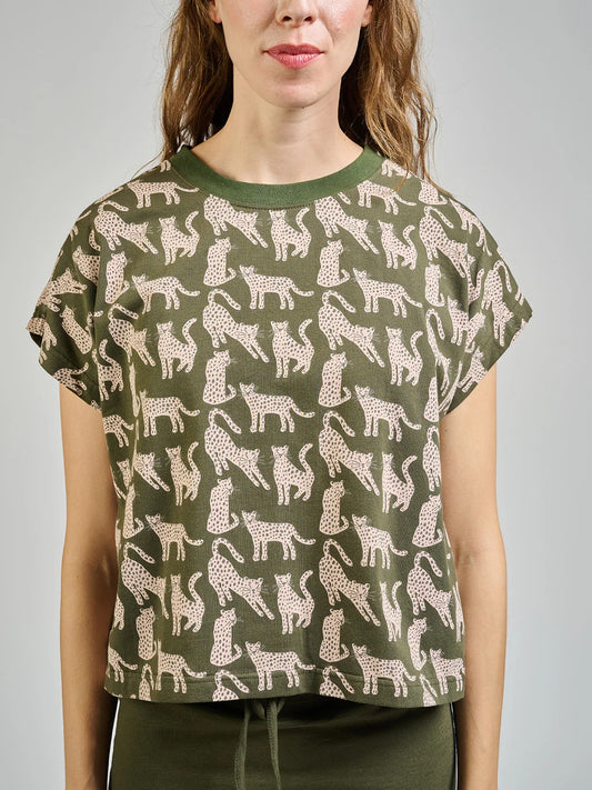 Caitlin Top - Leopard Green