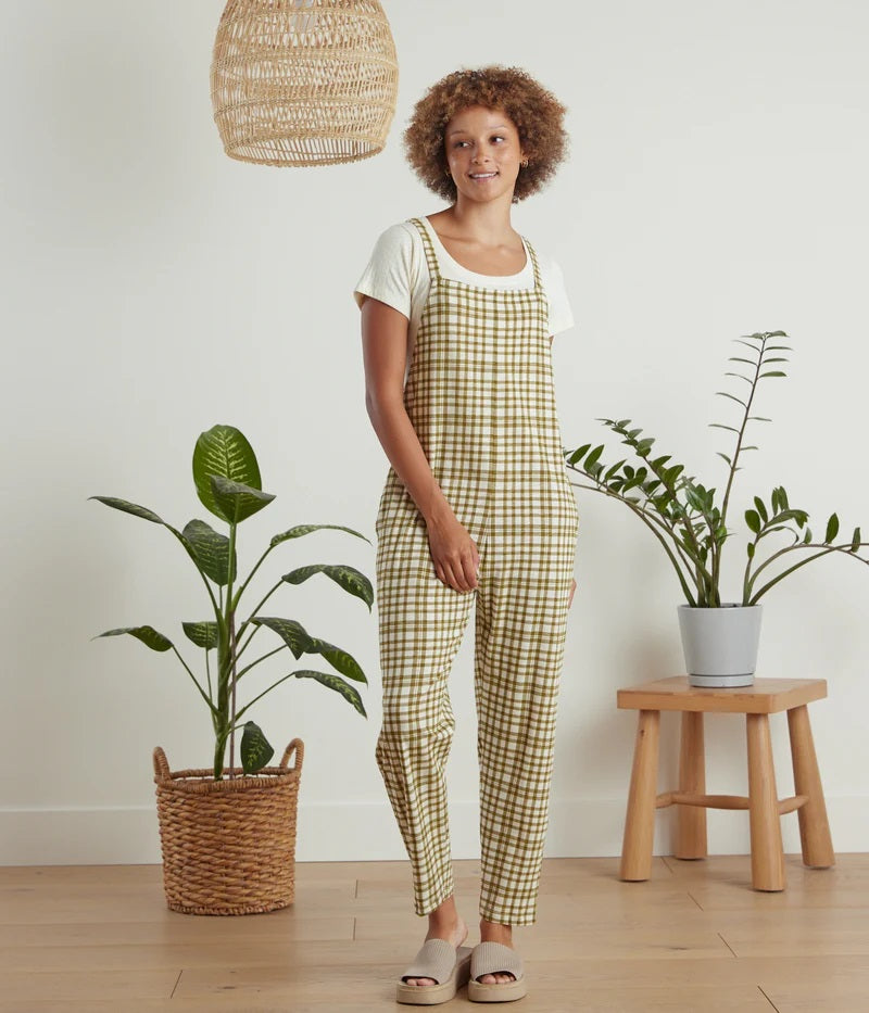 Cadence Overalls - Olive Plaid XXL