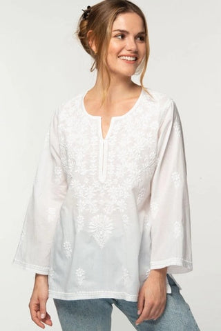 Tara Embroidered Tunic - White