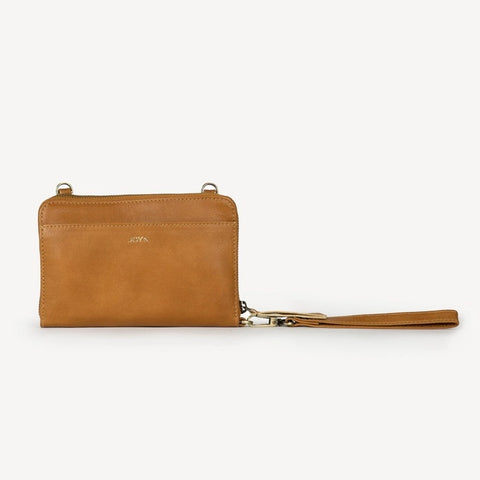 Crossbody Leather Wallet Camel