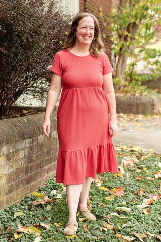 Phoenix Waffle Knit Dress - Soft Hibiscus