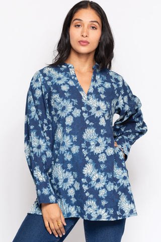 Jaya Tunic - Indigo Floral