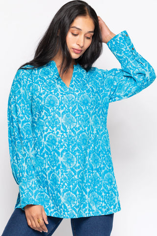 Jaya Tunic - Turquoise Floral