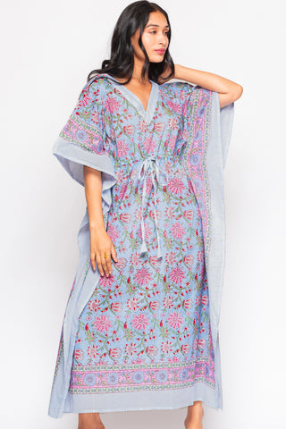 Anjali Caftan - Blue & Pink