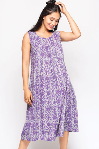 Manisha Cotton Dress - Purple