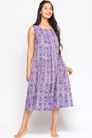 Manisha Cotton Dress - Purple