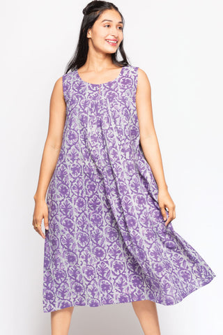 Manisha Cotton Dress - Purple