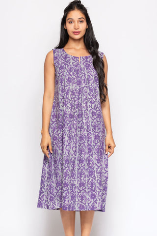 Manisha Cotton Dress - Purple