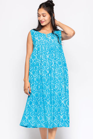 Manisha Cotton Dress - Turquoise