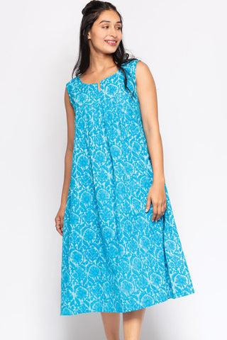 Manisha Cotton Dress - Turquoise