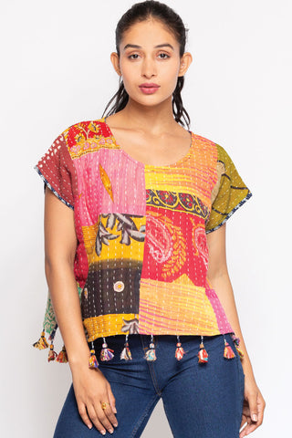 Cotton Kantha Crop Top