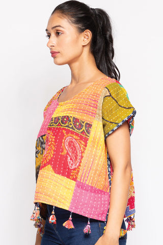 Cotton Kantha Crop Top