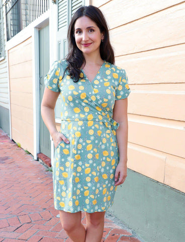 Zesty Lemon Organic Wrap Dress