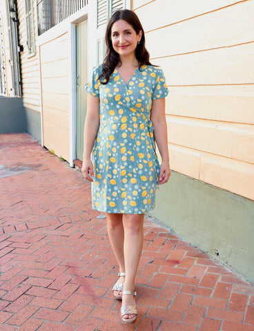 Zesty Lemon Organic Wrap Dress