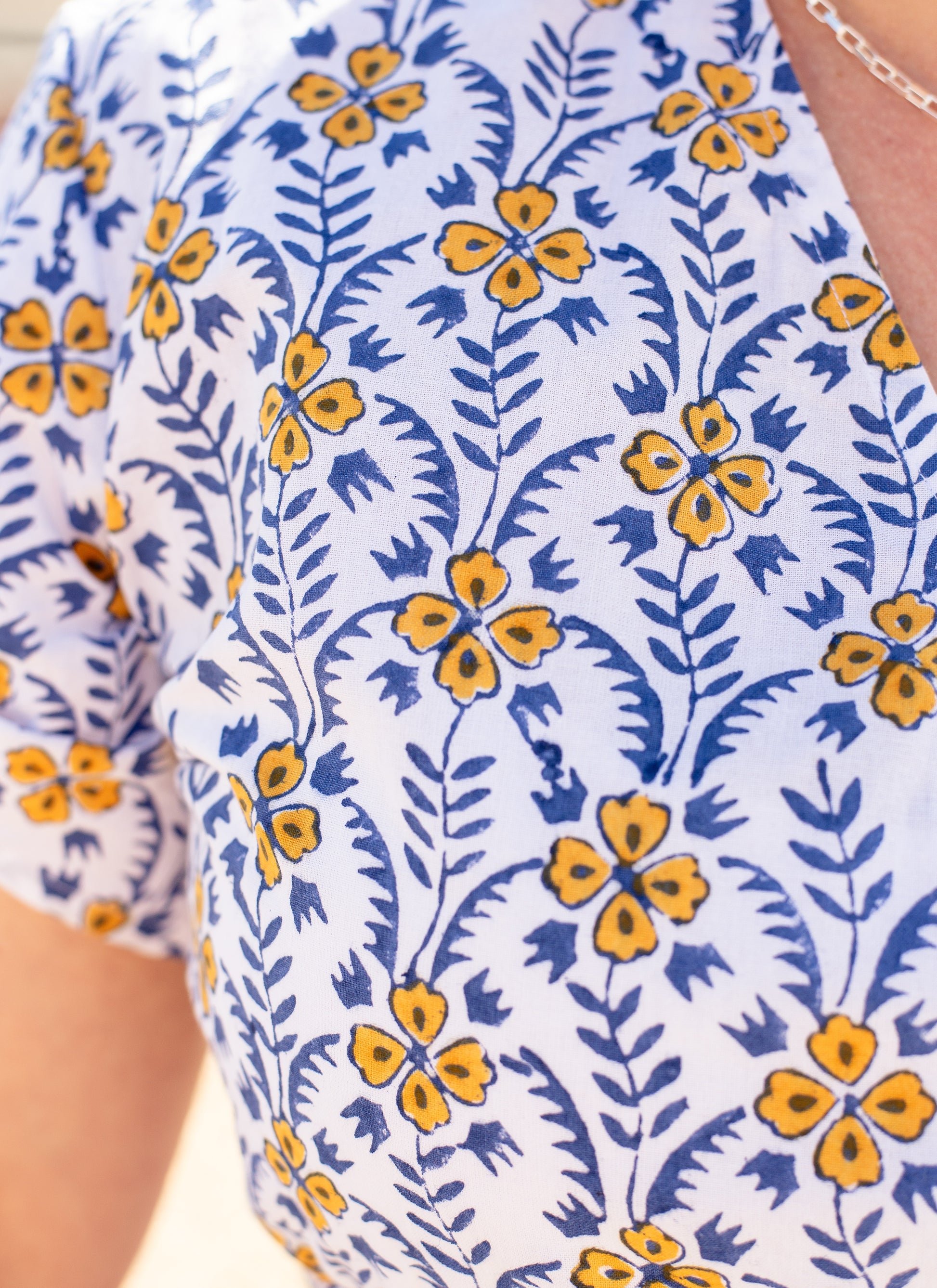 Retro Floral Organic Button Dress