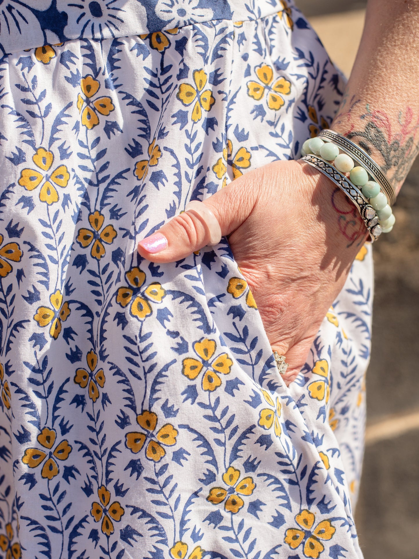 Retro Floral Organic Button Dress