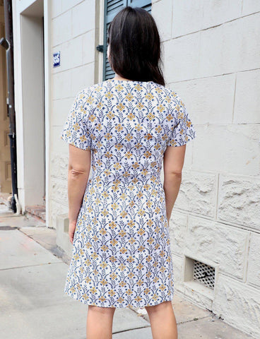 Retro Floral Organic Button Dress