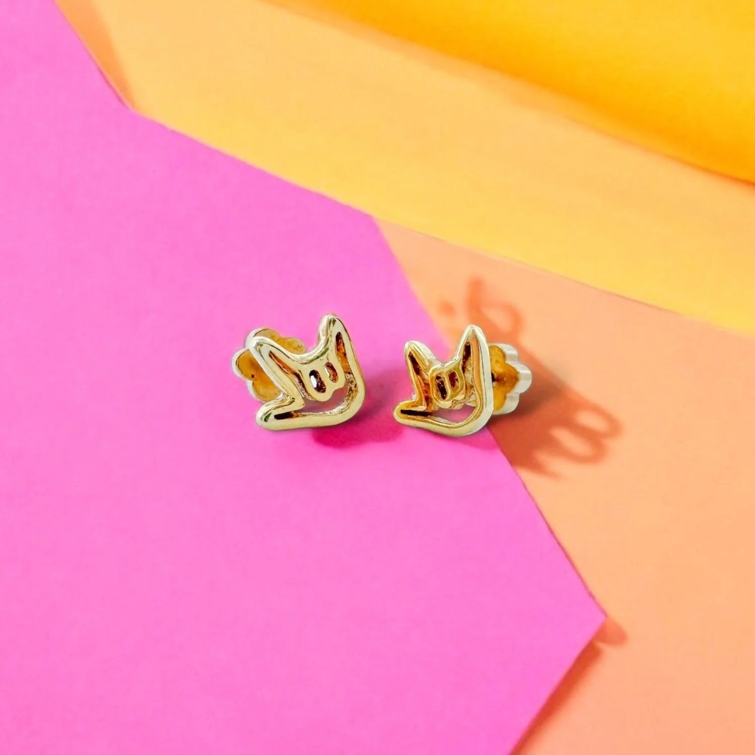 Tiny "I Love You" Earring Studs