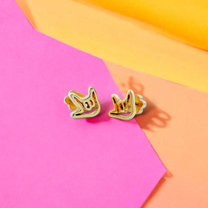 Tiny "I Love You" Earring Studs