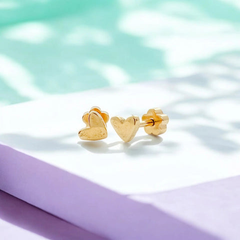 Tiny Gold Heart Earring Studs