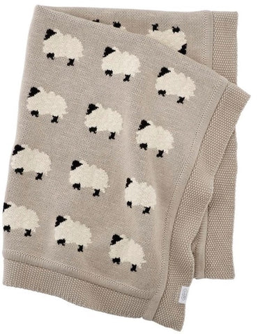 Jacquard Sweater Knit Baby Blanket - Sheep