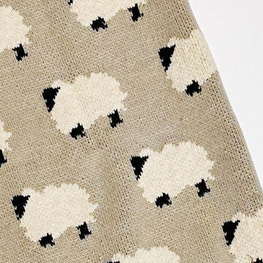 Jacquard Sweater Knit Baby Blanket - Sheep