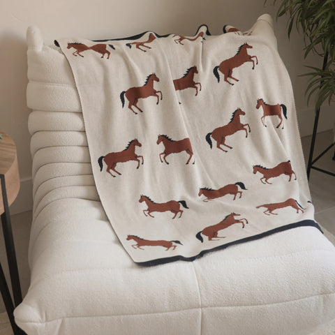 Jacquard Sweater Knit Baby Blanket - Horse