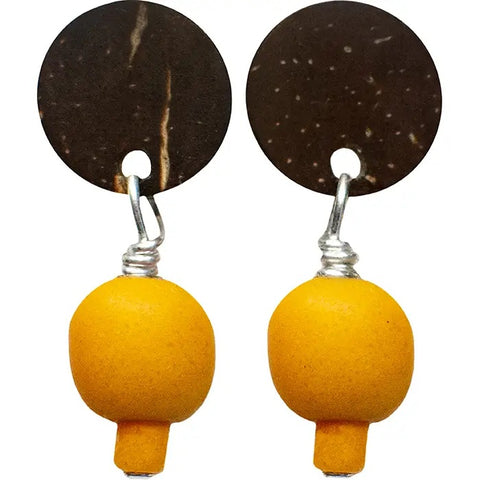 Coconut Stud Earrings - Mustard