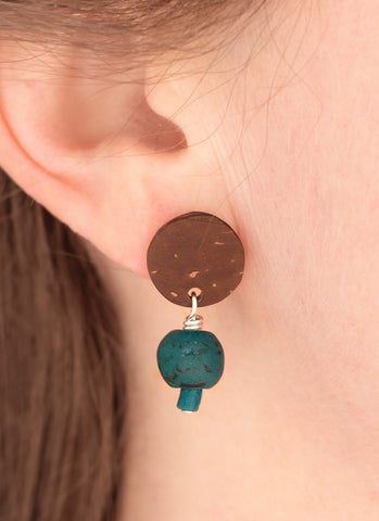 Coconut Stud Earrings - Teal