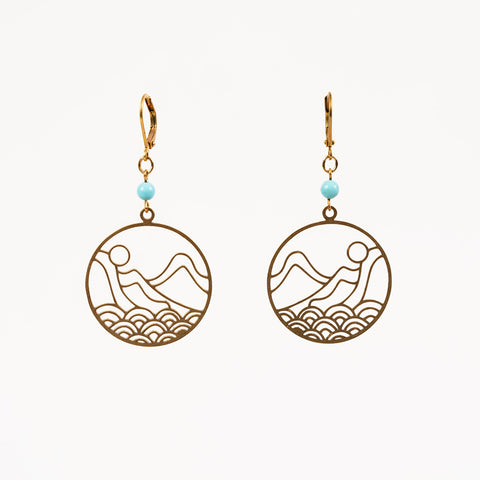 Brass Mountain Waves Earrings