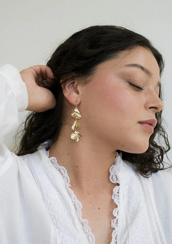 Sayuri Ginkgo Leaf Triple Drop Earrings