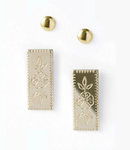 Haveli Etched Earring Set