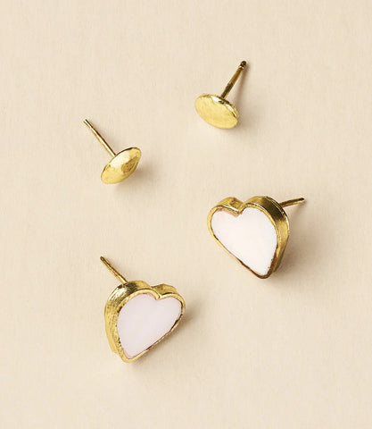 Rajani Heart Mother of Pearl Earring Set