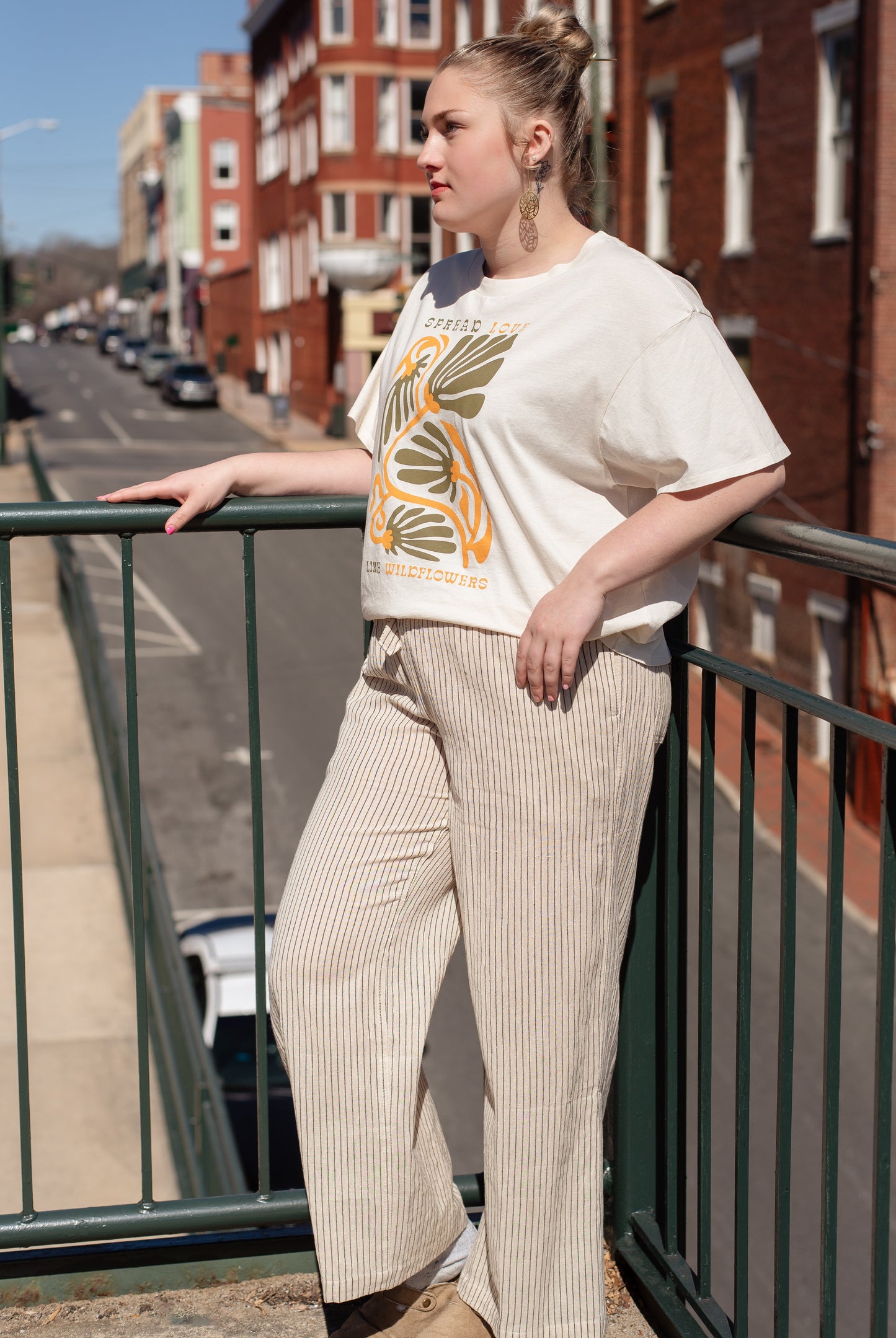 Wide Leg Cotton Pant - Pinstripe
