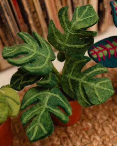 Potted Felt Monstera Plant