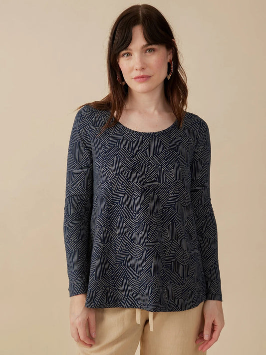 Cozy Day Top - Tree Rings Slate