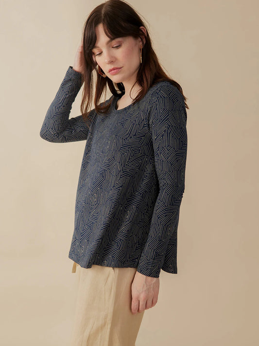 Cozy Day Top - Tree Rings Slate