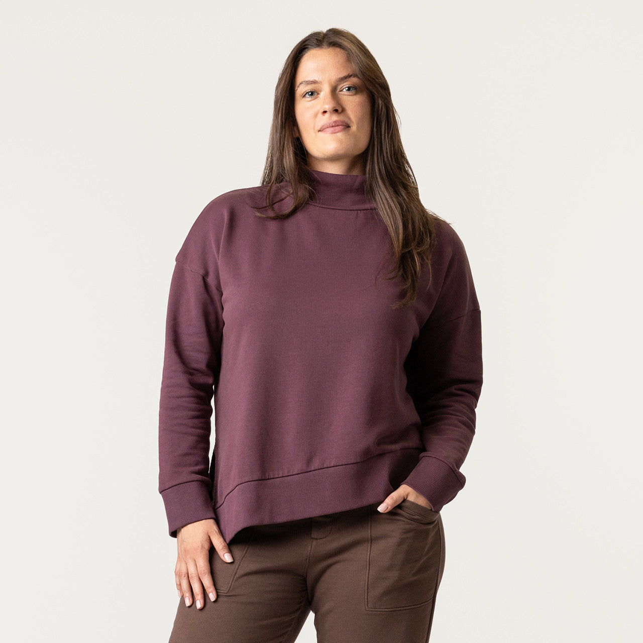 Funnel Neck Top - Plum