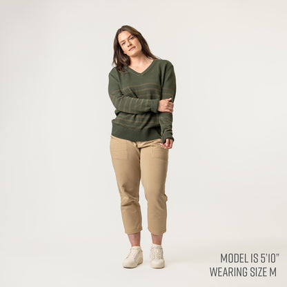 V-Neck Sweater - Pine Stripe