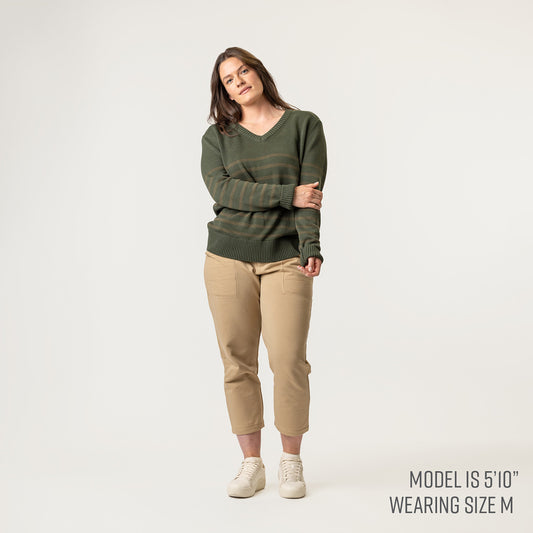 V-Neck Sweater - Pine Stripe