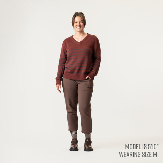 V-Neck Sweater - Masala Stripe