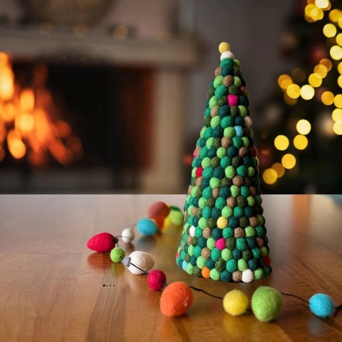 Tall Felt Ball Christmas Tree