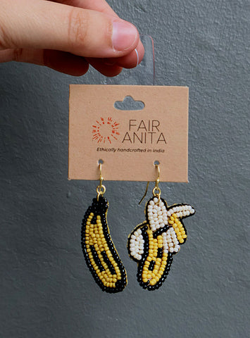 Banana Beaded Fruit Earrings