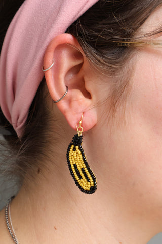Banana Beaded Fruit Earrings