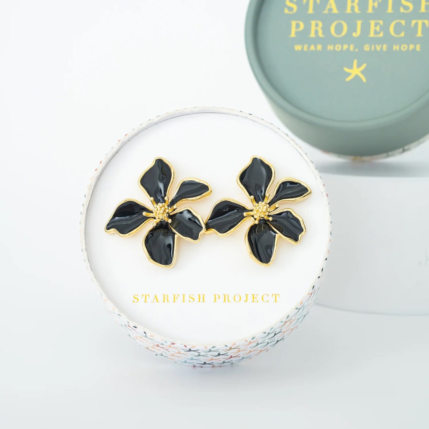 Bloom Earrings - Midnight Black